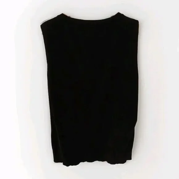 August Silk Sweater Vest Womens XL Black Sleeveless Round Neck Stretch Top - Picture 6 of 8